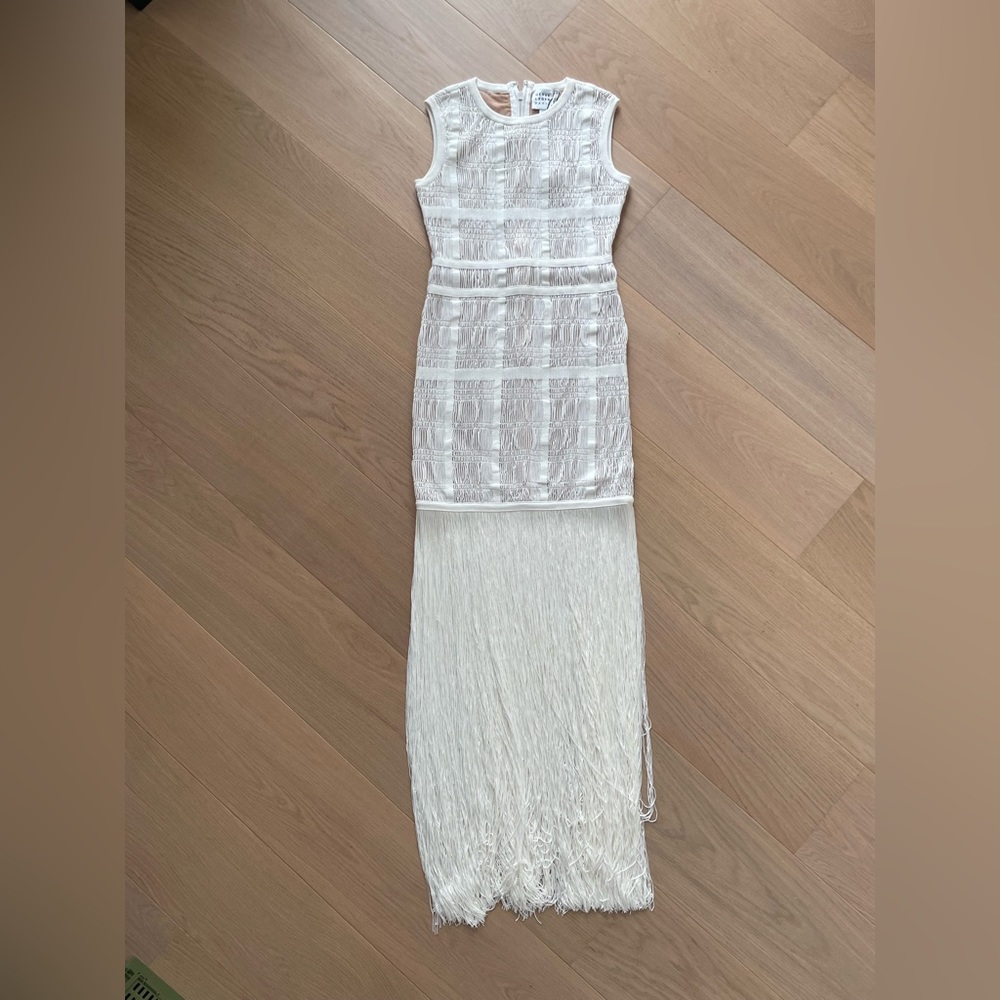 Herve Leger Alabaster Windowpabe Gown M